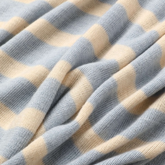 Cider Blue Cream Stripe Collar Long Sleeve Sweater Top - Picture 2 of 9